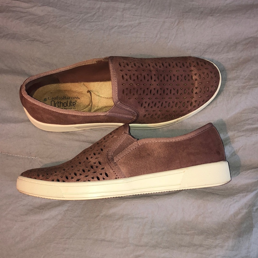 Purple slip on shoes